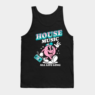 HOUSE MUSIC  - Retro Mascot All Life Long (white/pink) Tank Top